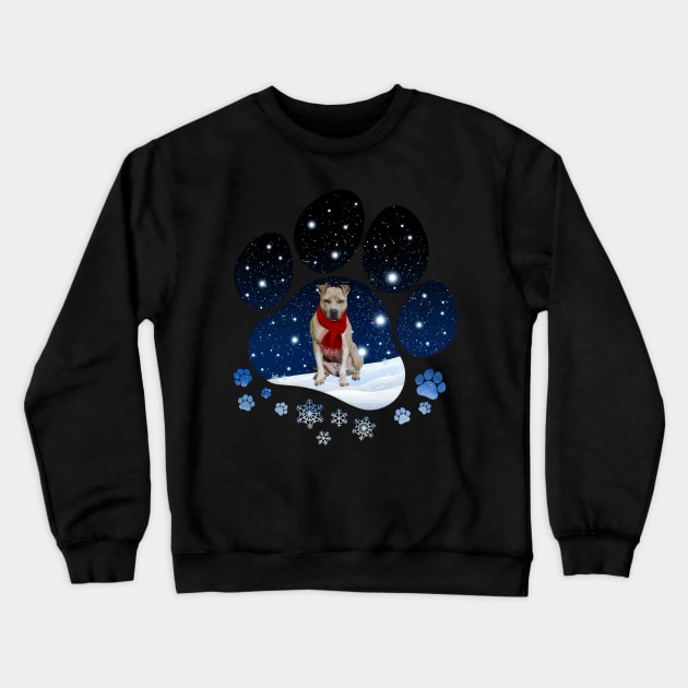 Snow Paw Pitbull Christmas Winter Holiday Crewneck Sweatshirt by TATTOO project